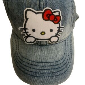 Hello Kitty ball cap denim adjusts NWT patch fun summer fun fan gift beach